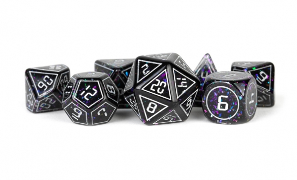 Metallic Dice: 16mm RESIN Polyhedral Dice Set - Framed Void (7)