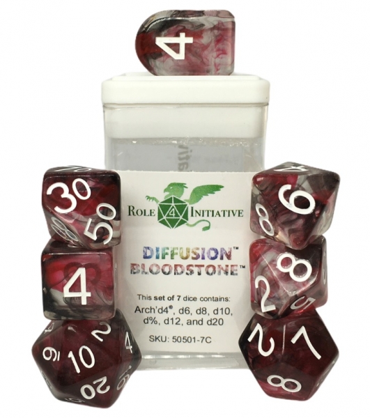 Polyhedral Dice Set: Diffusion Bloodstone Dice w/ Arch d4 & Balance d20 (7)