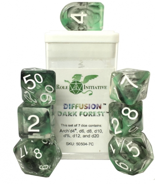Polyhedral Dice Set: Diffusion Dark Forest Dice w/ Arch d4 & Balance d20 (7)