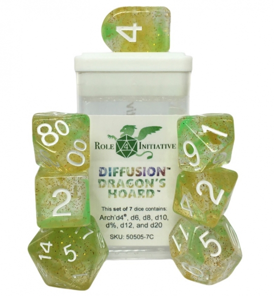 Polyhedral Dice Set: Diffusion Dragons Hoard Dice w/ Arch d4 & Balance d20 (7)