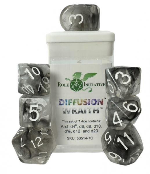Polyhedral Dice Set: Diffusion Wraith Dice w/ Arch d4 & Balance d20 (7)