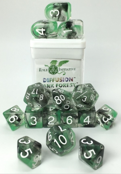 Polyhedral Dice Set: Diffusion Dark Forest Dice w/ Arch d4 & Balance d20 (15)