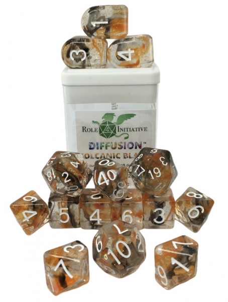 Polyhedral Dice Set: Diffusion Volcanic Blast Dice w/ Arch d4 & Balance d20 (15)