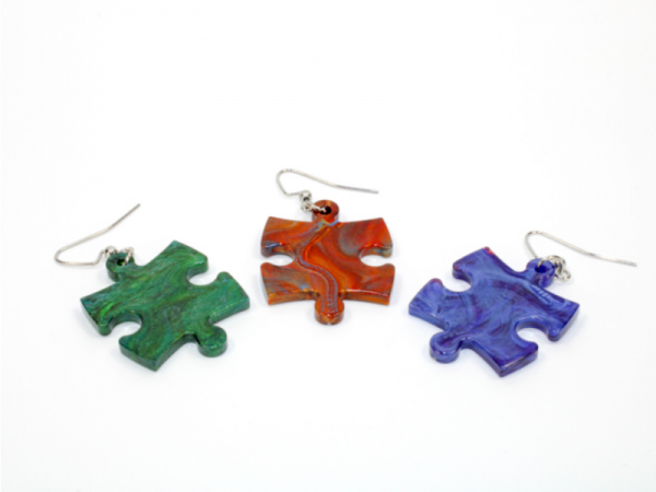 Earrings: Scarab Puzzle Piece Pair (Assorted Dice Colors)