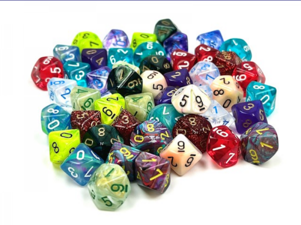 Chessex Bulk Dice Sets: Assorted loose Mini-Polyhedral d10s (Bag of 50)