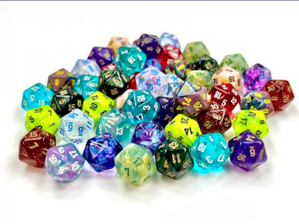 Chessex Bulk Dice Sets: Assorted loose Mini-Polyhedral d20s (Bag of 50)