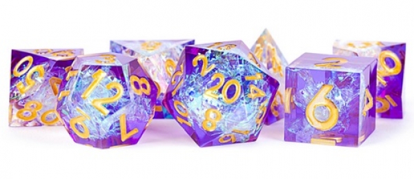 Handcrafted Sharp Edge Resin Dice Set: Royal Geode (7)
