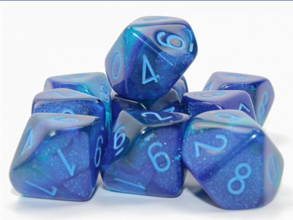 Chessex Dice Sets: Gemini Blue-Blue/Light Blue Luminary Set of 10 d10s