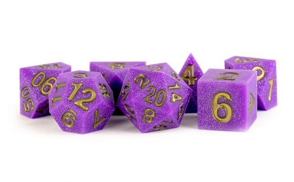 Metallic Dice: 16mm Sharp Edge Silicone Rubber Poly Dice Set (7) - Regal Ricochet