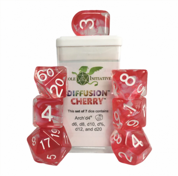 Polyhedral Dice Set: Diffusion Cherry dice w/ Archd4 & Balanced20 (7)