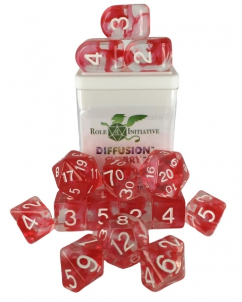 Polyhedral Dice Set: Diffusion Cherry dice w/ Archd4 & Balanced20 (15)