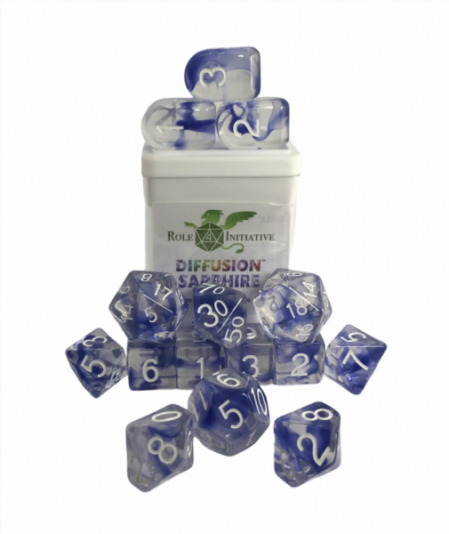 Polyhedral Dice Set: Diffusion Sapphire dice w/ Archd4 & Balanced20 (15)