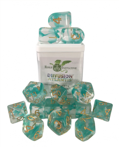 Polyhedral Dice Set: Diffusion Atlantis dice w/ Archd4 & Balanced20 (15)
