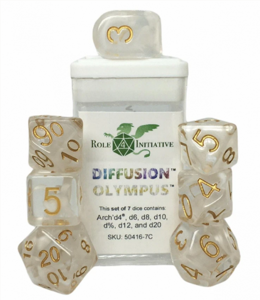 Polyhedral Dice Set: Diffusion Olympus dice w/ Archd4 & Balanced20 (7)