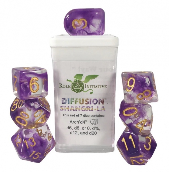 Polyhedral Dice Set: Diffusion Shangri-La dice w/ Archd4 & Balanced20 (7)