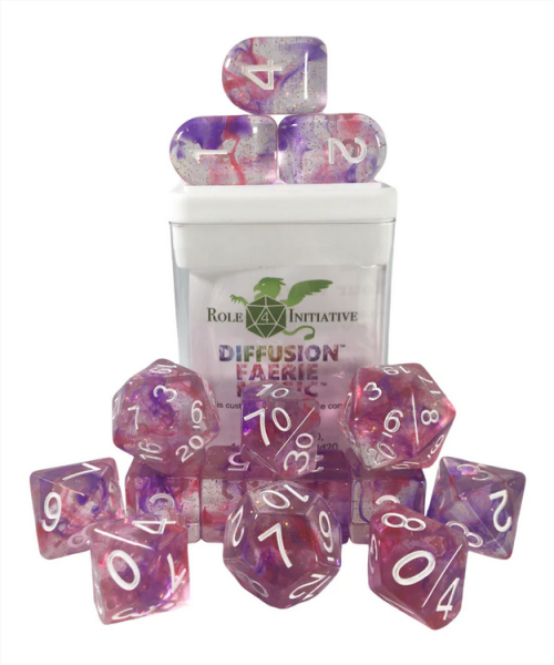 Polyhedral Dice Set: Diffusion Faerie Magic dice w/ Archd4 & Balanced20 (15)