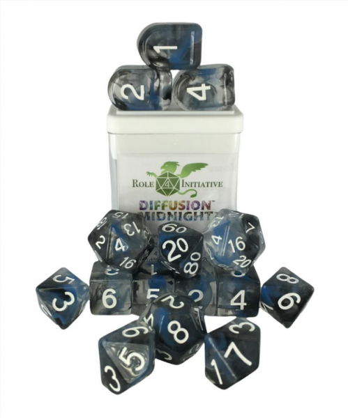 Polyhedral Dice Set: Diffusion Midnight dice w/ Archd4 & Balanced20 (15)