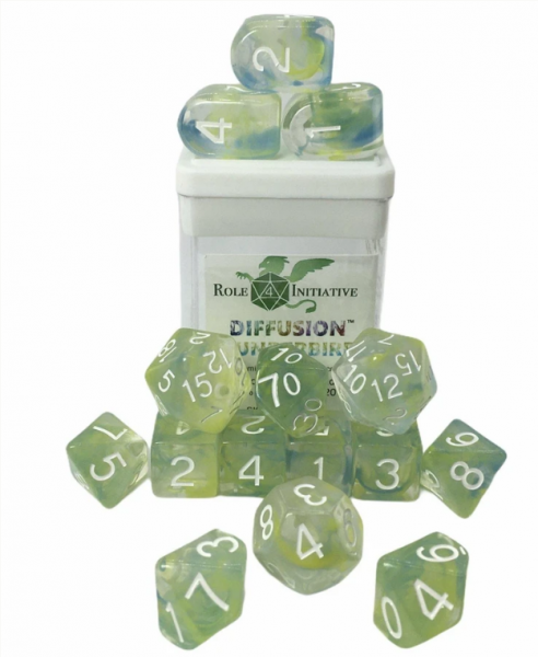 Polyhedral Dice Set: Diffusion Thunderbird dice w/ Archd4 & Balanced20 (15)