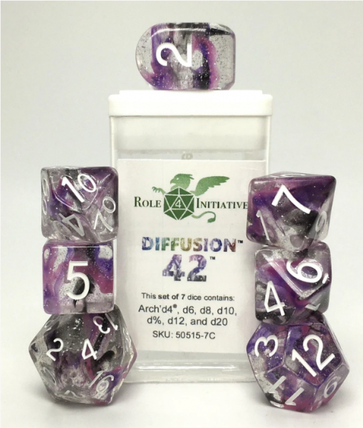 Polyhedral Dice Set: Diffusion Forty Two dice w/ Archd4 & Balanced20 (7)