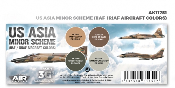 AK-Interactive: 3rd Gen Acrylics - AIR Series US Asia Minor Scheme (IIAF/IRIAF Aircraft)