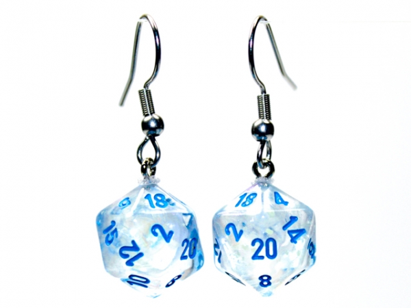 Hook Earrings: Borealis Icicle Mini-Poly d20 Pair