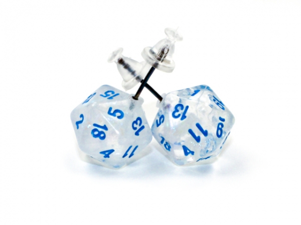 Stud Earrings: Borealis Icicle Mini-Poly d20 Pair
