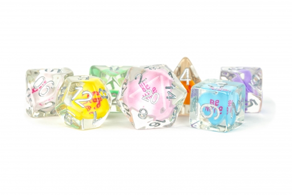Metallic Dice: 16mm RESIN Polyhedral Dice Set - Love (7)