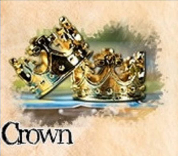 Player Token: Gold Color Crown In Metal Alloy