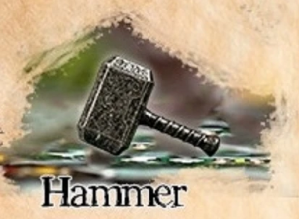 Player Token: Grey/Black Color Hammer In Metal Alloy