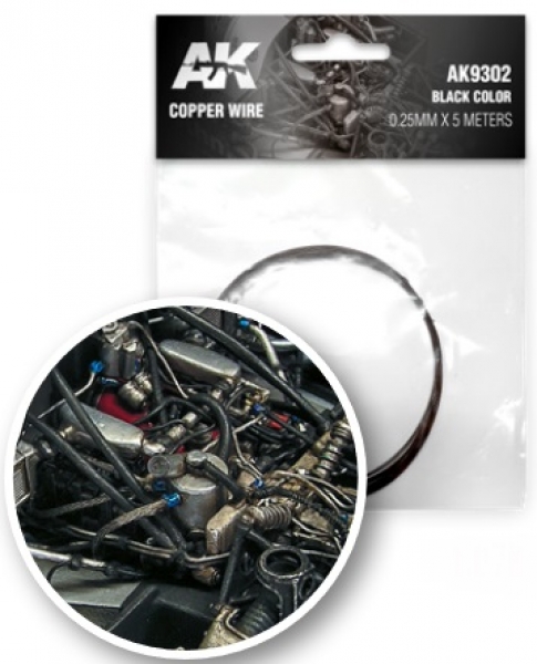 AK-Interactive: Copper Wire 0.25mm x 5 meters - Black Color