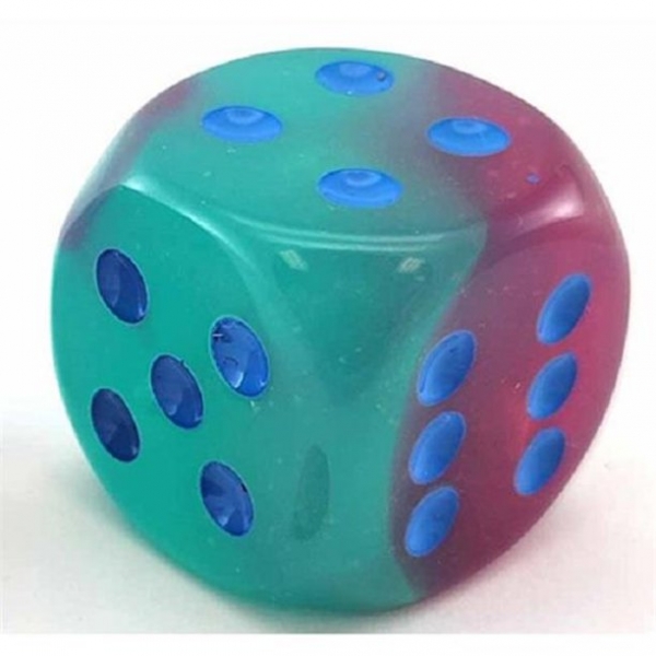 Gemini 30mm w/Pips Gel Green-Pink/Blue Luminary d6
