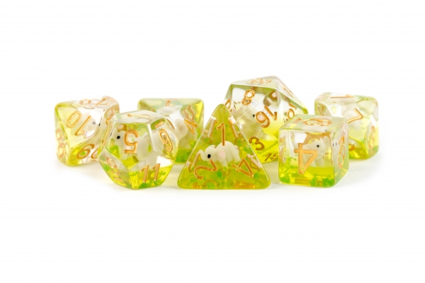 Metallic Dice: 16mm RESIN Polyhedral Dice Set - Elephant Dice (7)
