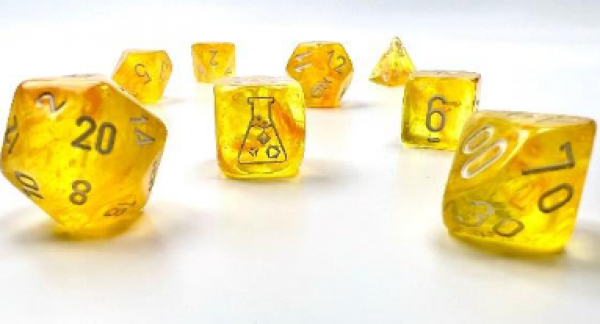 Chessex Lab Dice 6: Borealis Polyhedral Canary/White Luminary 7-Die Set (with bonus die)