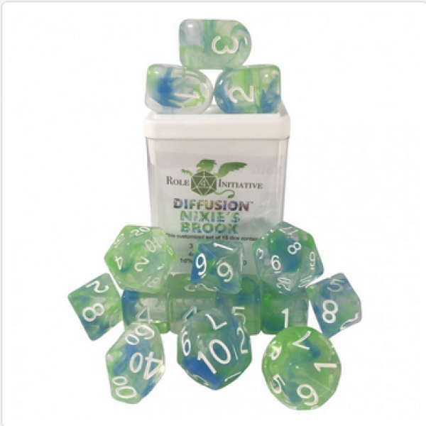 Polyhedral Dice Set: Diffusion Nixies Brook w/ Archd4 & Balanced20 (15)