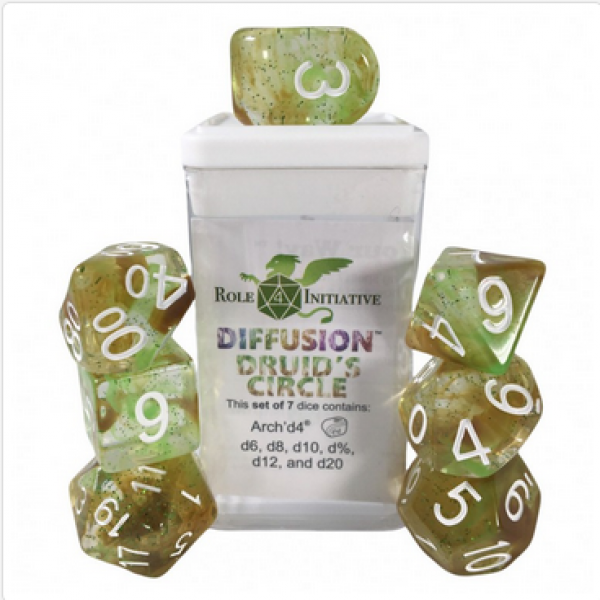Polyhedral Dice Set: Diffusion Druids Circle w/ Archd4 & Balanced20 (7)