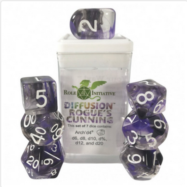 Polyhedral Dice Set: Diffusion Rogues Cunning w/ Archd4 & Balanced20 (7)