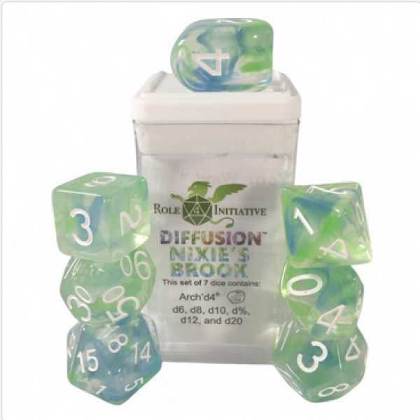 Polyhedral Dice Set: Diffusion Nixies Brook w/ Archd4 & Balanced20 (7)
