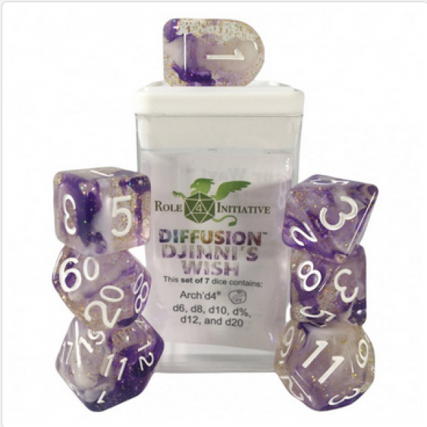 Polyhedral Dice Set: Diffusion Djinnis Wish w/ Archd4 & Balanced20 (7)
