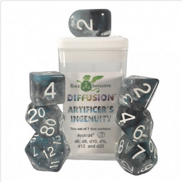Polyhedral Dice Set: Diffusion Artificers Ingenuity w/ Archd4 & Balanced20 (7)