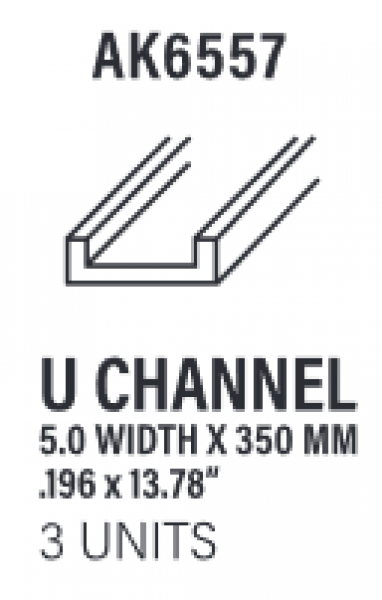 AK-Interactive: (Accessory) Styrene U Channel 5.0 width x 350mm (3)