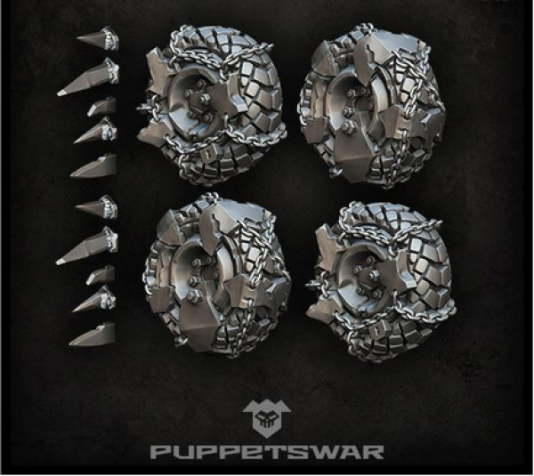 Puppetswar: (Accessory) Medium Orc Wheels with Spikes