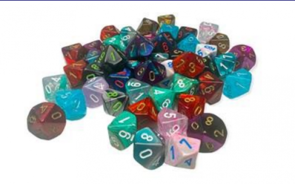Chessex Bulk Dice: Bag of 50 Assorted Loose Mini-Polyhedral d10s - 2nd Release