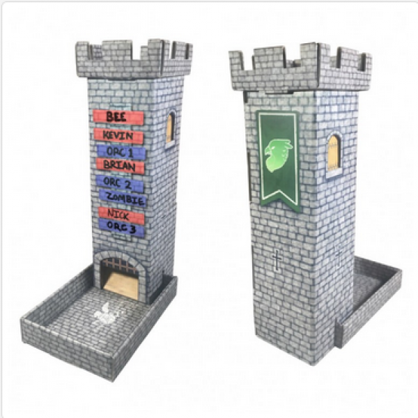 Castle Keep Dice Tower with Magnetic Turn Tracker - Light Gray