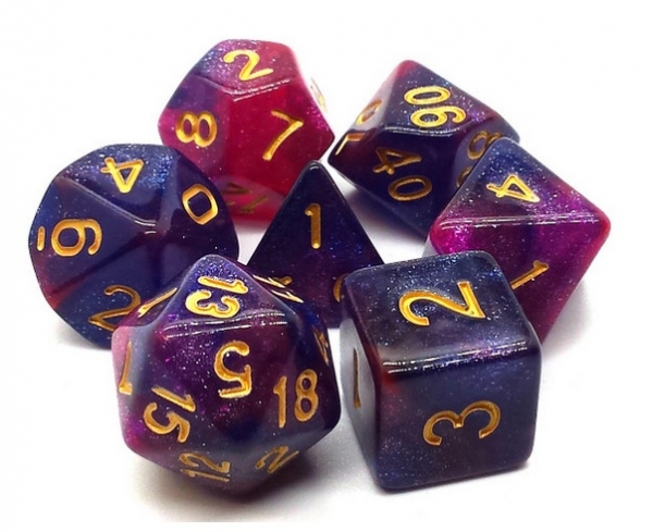 Old School RPG Dice Set: Galaxy - Purple & Red (7)