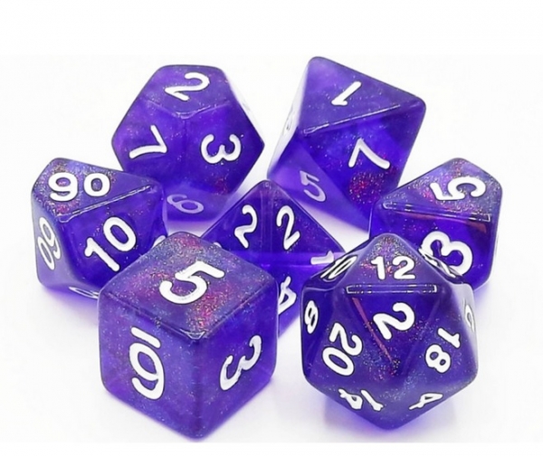 Old School RPG Dice Set: Galaxy - Purple Shimmer (7)