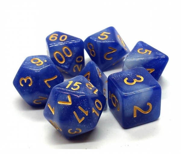 Old School RPG Dice Set: Galaxy - Blue & White (7)
