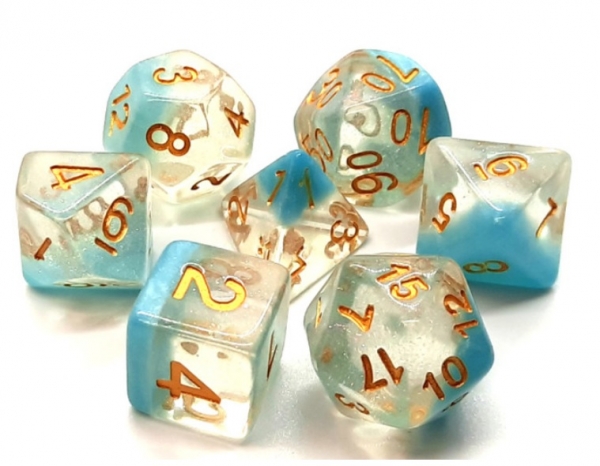 Old School RPG Dice Set: Luminous - Winter's Breath (7)