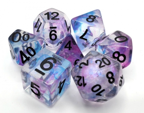 Old School RPG Dice Set: Luminous - Silver Stream (7)