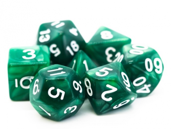 Old School RPG Dice Set: Pearl Drop - Green (7)