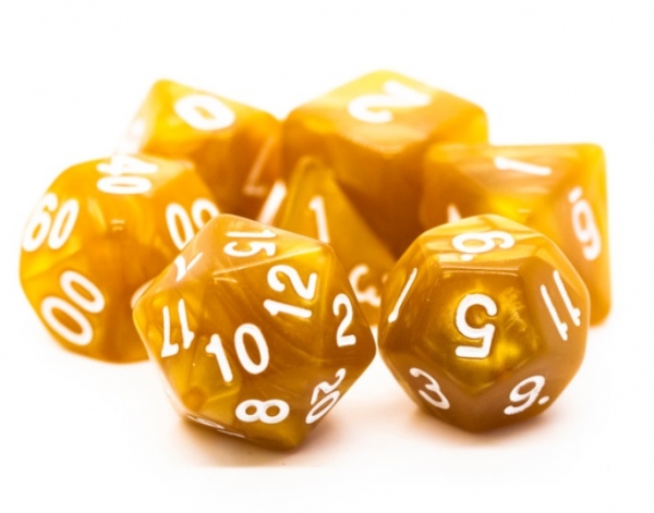 Old School RPG Dice Set: Pearl Drop - Gold (7)